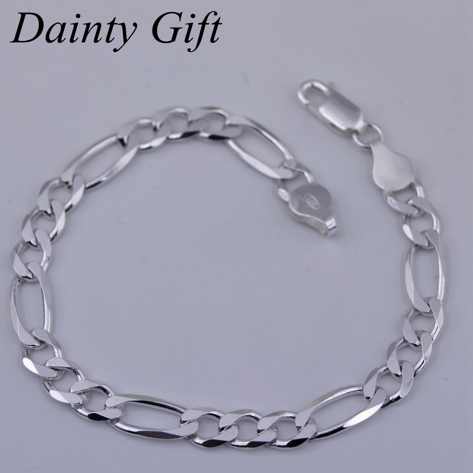 Women Men Made in Italy 925 Sterling Silver 6 mm Figaro Chain Bracelet 7-8.5″