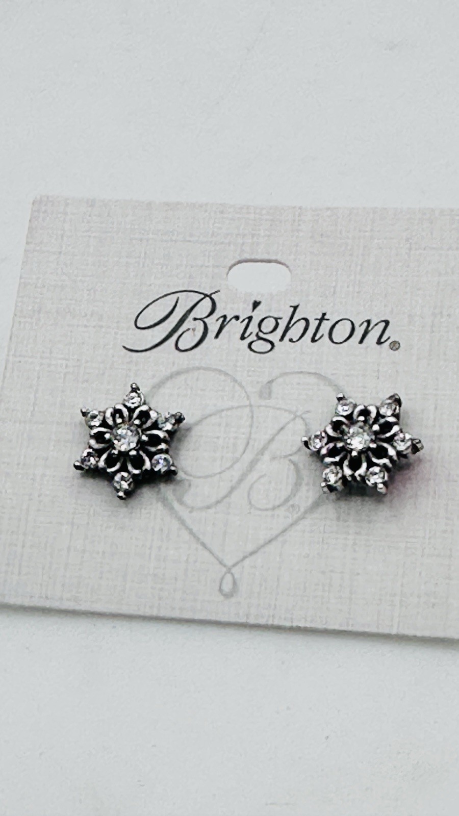Brighton Crystal Snowflake Stud Earrings Silver Plated Floral Starburst Petite