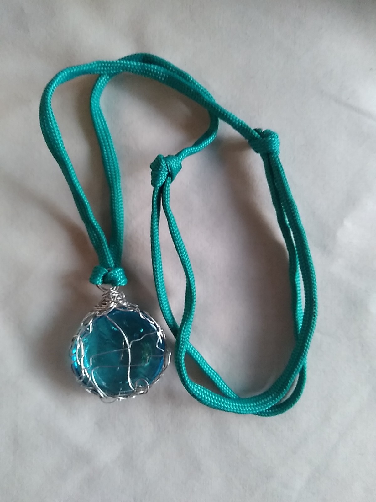 Boho Necklace Wire Wrapped Glass Pendant Necklace 19″ Gift