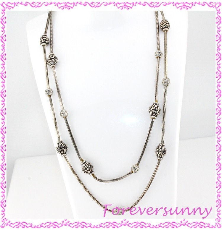 Brighton Full Moon Layered Silver Crystal Necklace