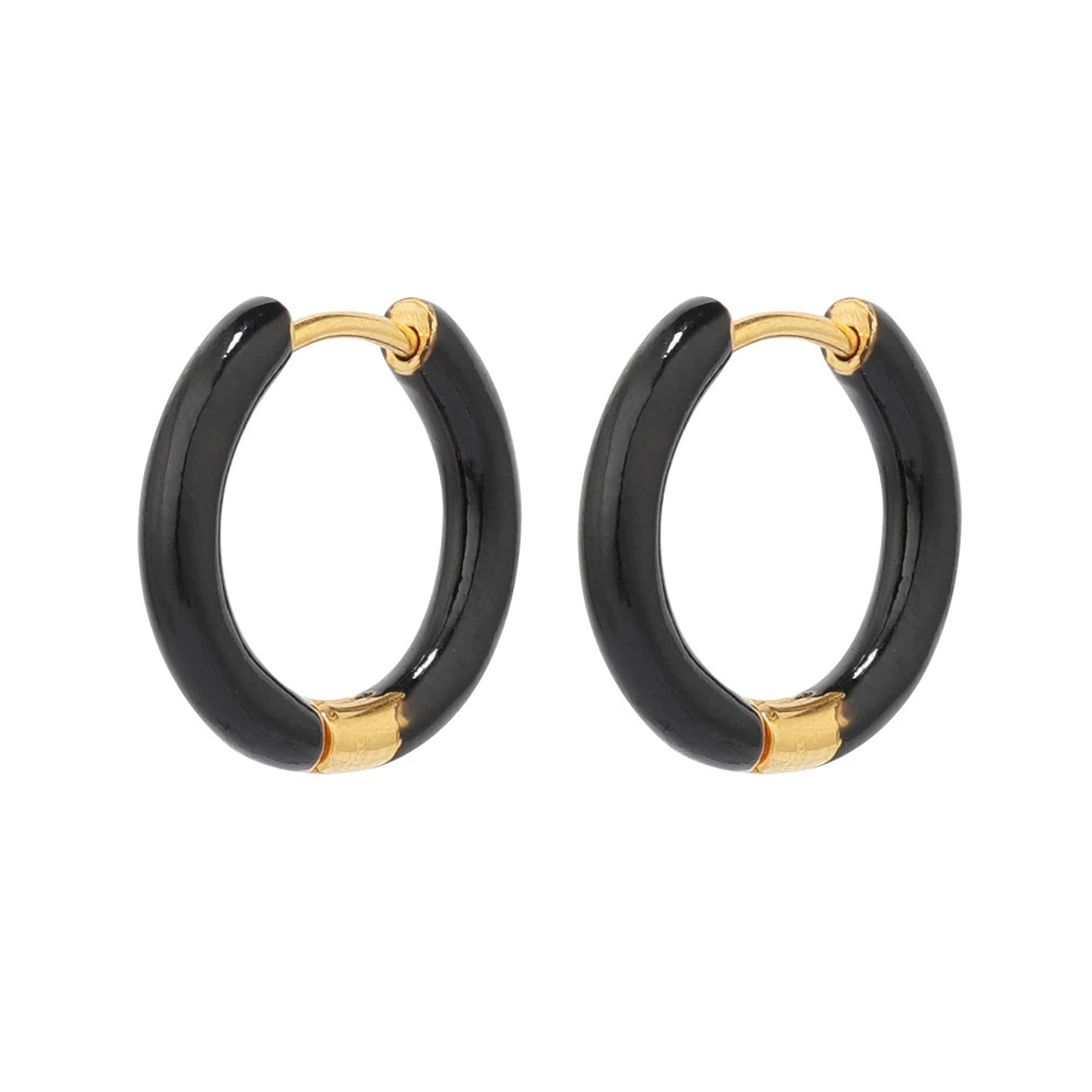 Stainless Steel Enamel Hoop Earrings Candy Color Huggie Small Kids Jewelry