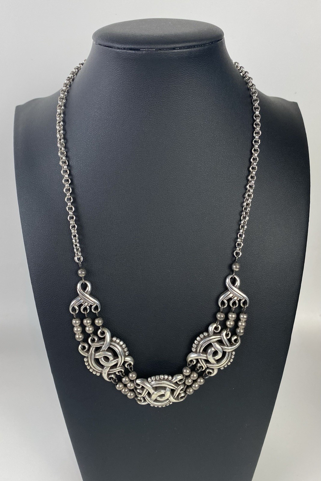 Brighton Rosarita Bib Choker Necklace Ornate Scrollwork Openwork Silver Tone 20”