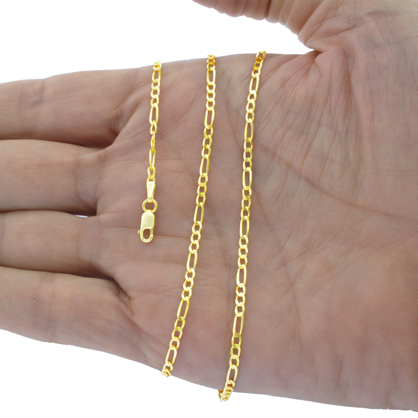 Designer Inspired Solid 18K Yellow Gold Filled 4mm 24 inch Figaro Chain Necklace