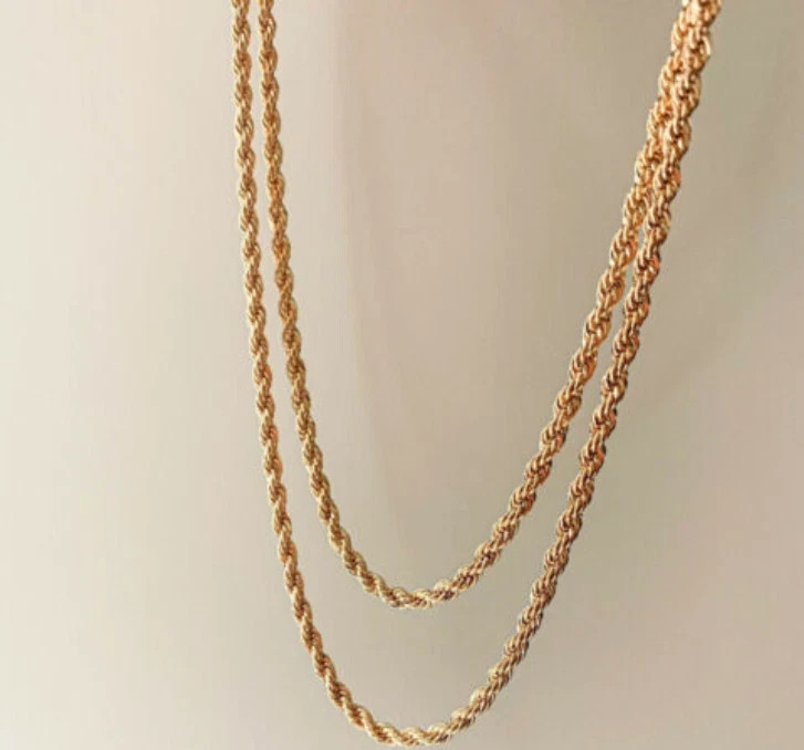 Stainless steel twisted rope chain gold-plated necklace USA