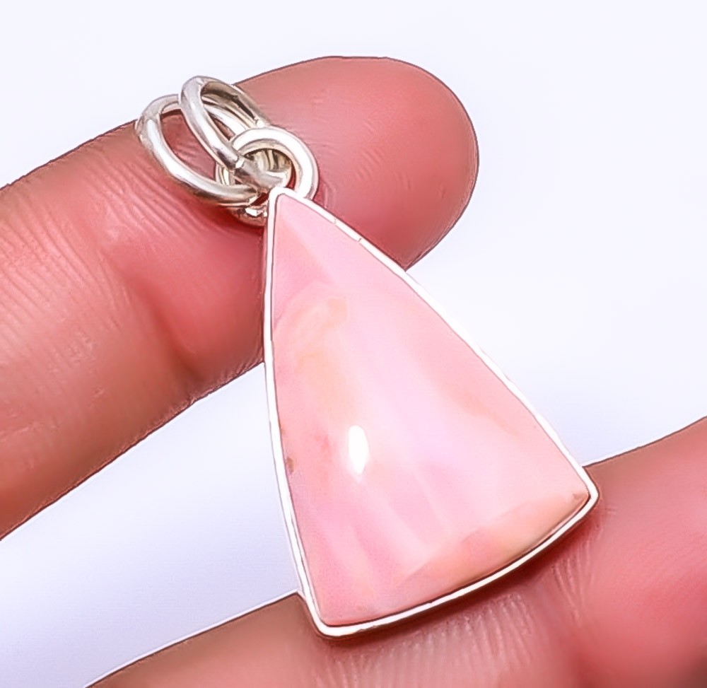 Pink Opal – Australia Gemstone 925 Sterling Silver Pendant 1.56″ T93