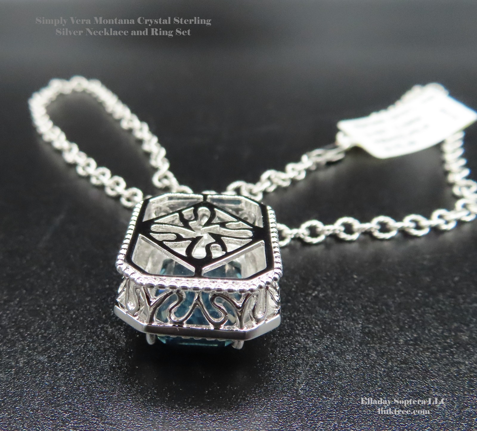 Simply Vera by Vera Wang Sterling Silver Montana Crystal Necklace and Ring set