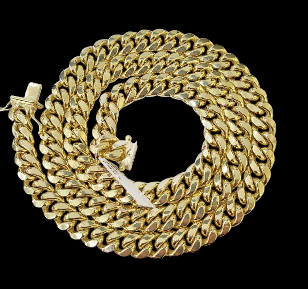 14k Solid Yellow Gold Miami 9mm Cuban Link Chain 24″ Inches Necklace Box Lock