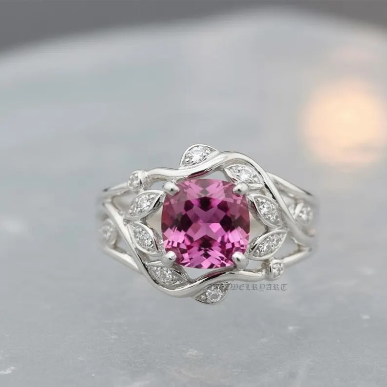 Pink Sapphire Ring 925 Sterling Silver Women’s Engagement Ring.
