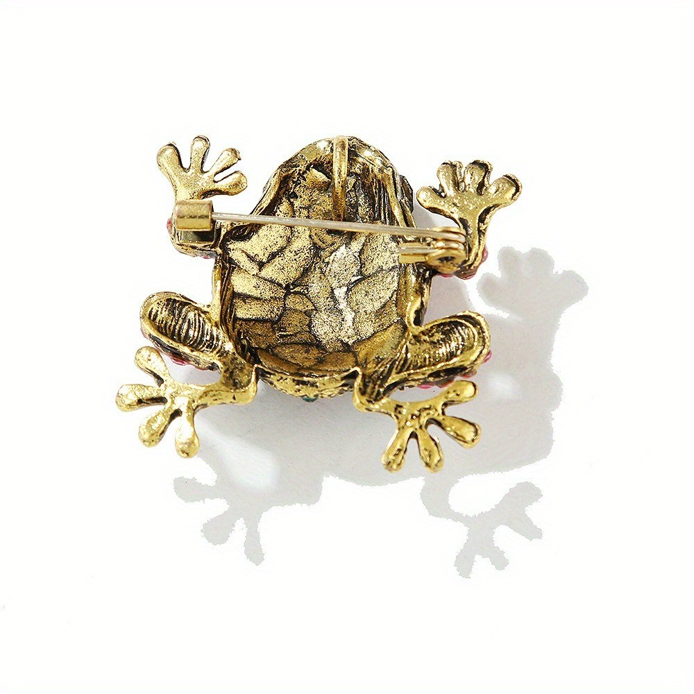 2Pcs Vintage Rhinestone Frog Brooches Women Fashion Animal Brooch Pin Jewelry
