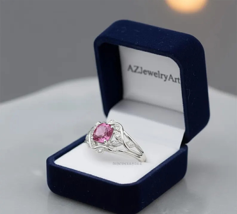 Pink Sapphire Ring 925 Sterling Silver Women’s Engagement Ring.