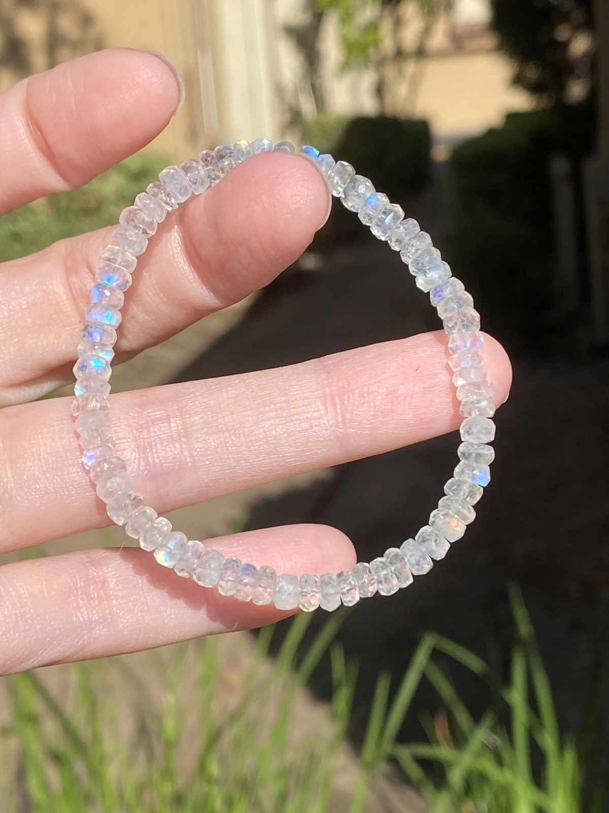 ✨ Natural Blue Moonstone Bracelet 4.9mm Beads Fits up to 7 Inch