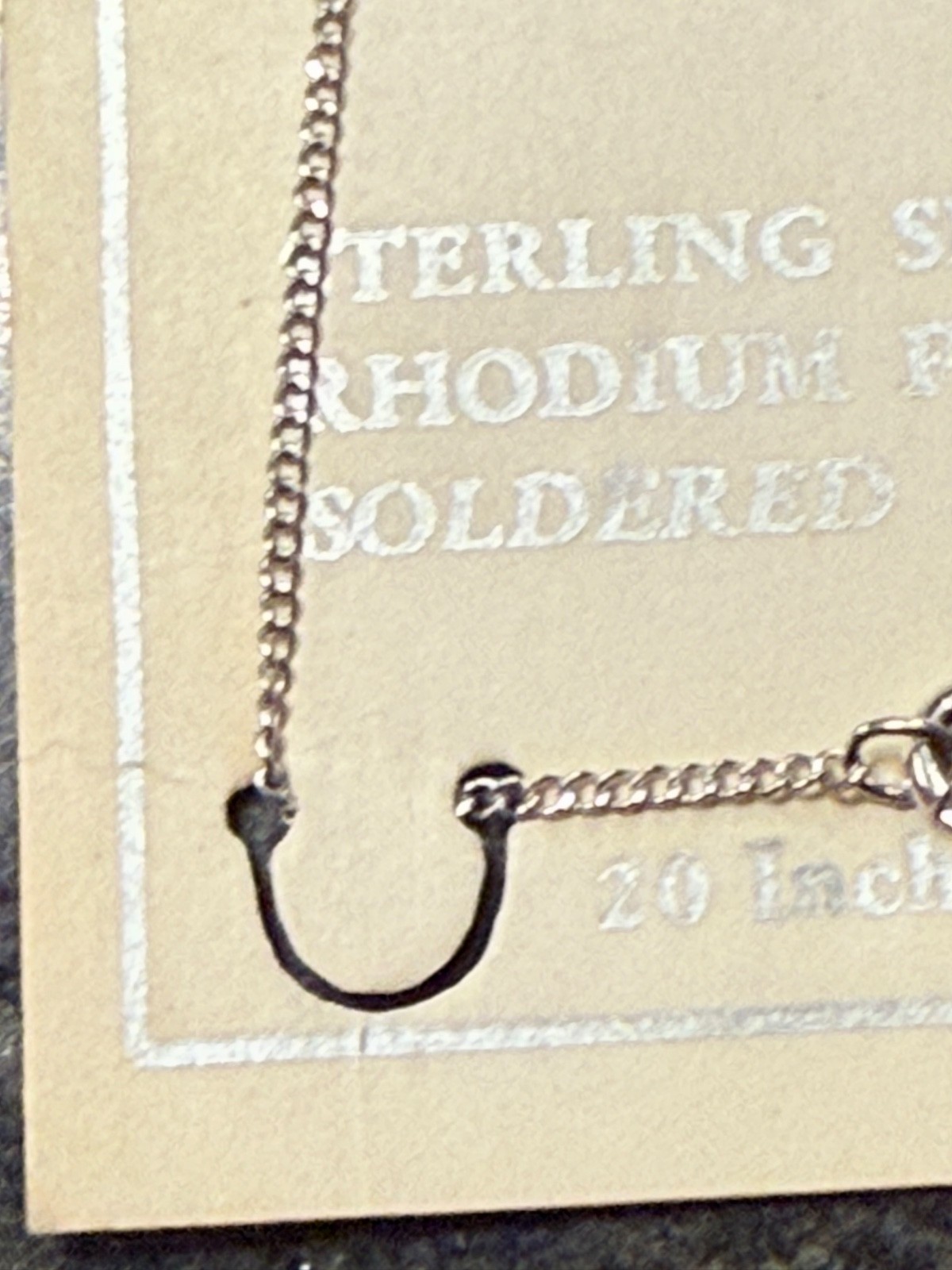 VINTAGE NOS Sterling Silver Rhodium Plated Cable Chain Necklace 20″