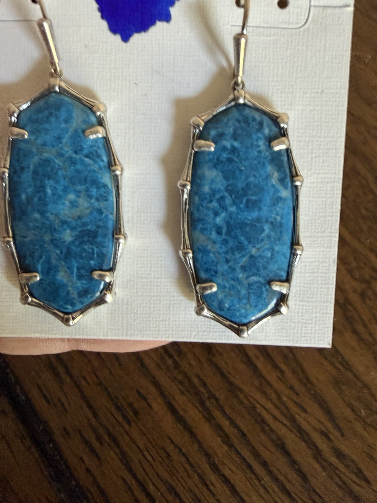 Kendra Scott Elle Drop Earrings silver Tone Bronze Veined Turquoise Magnesite