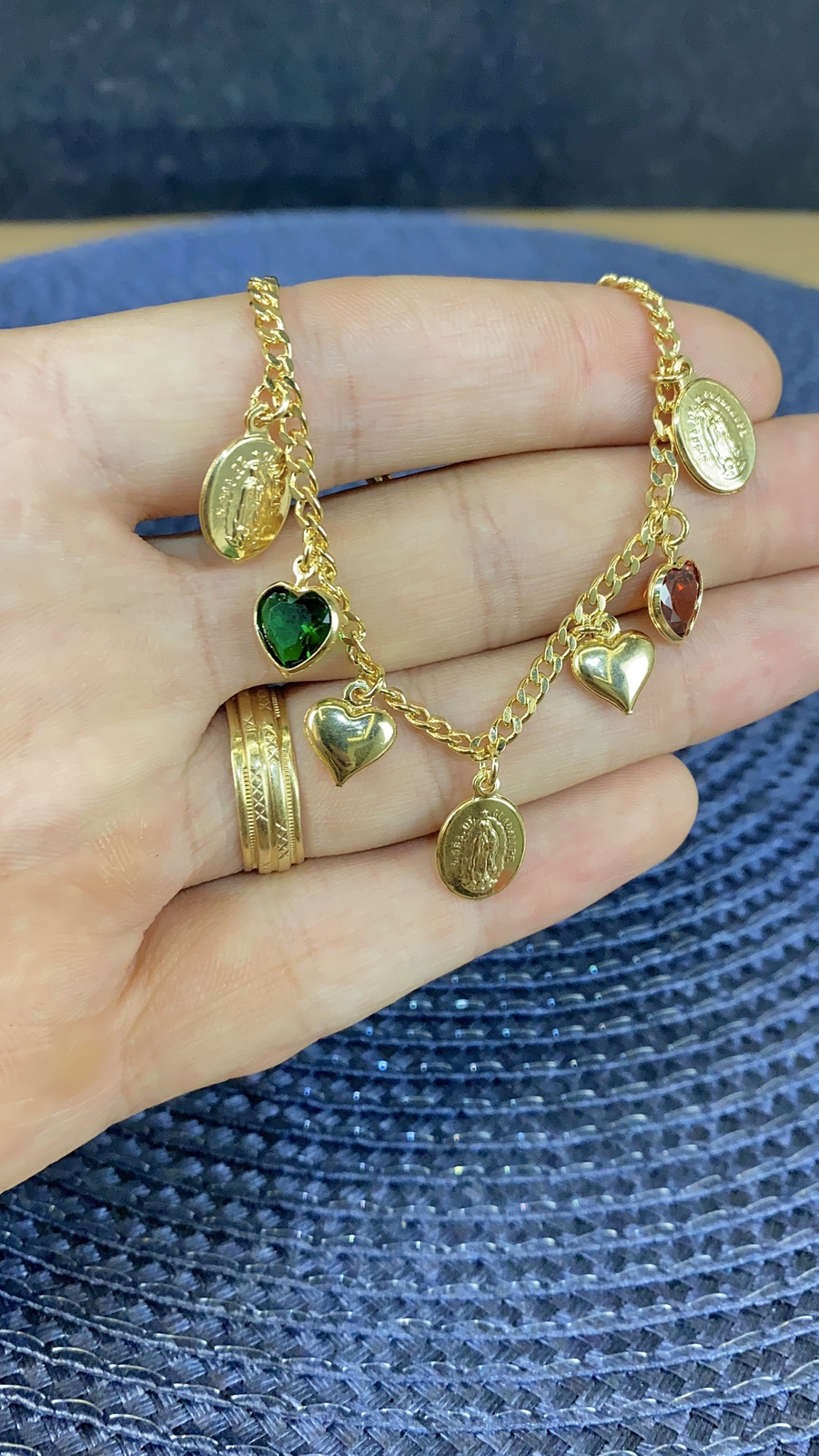 Pulsera de Corazon Virgen de Guadalupe para Mujer / Bracelet Heart CZ 7.5″ Gifts