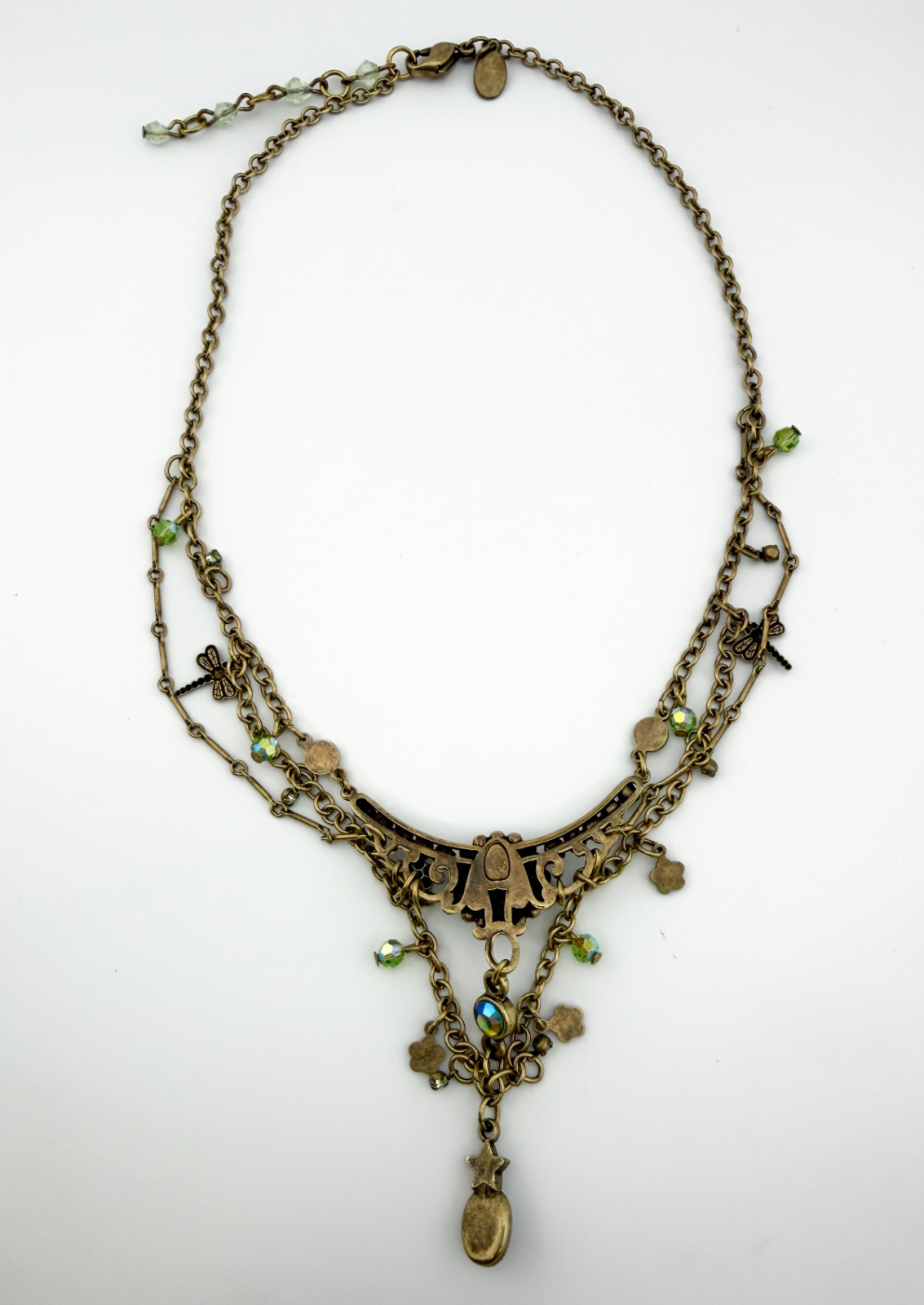Kirks Folly Sky Blue Moonstone Blue Green Rhinestone Layered Dragonfly Necklace