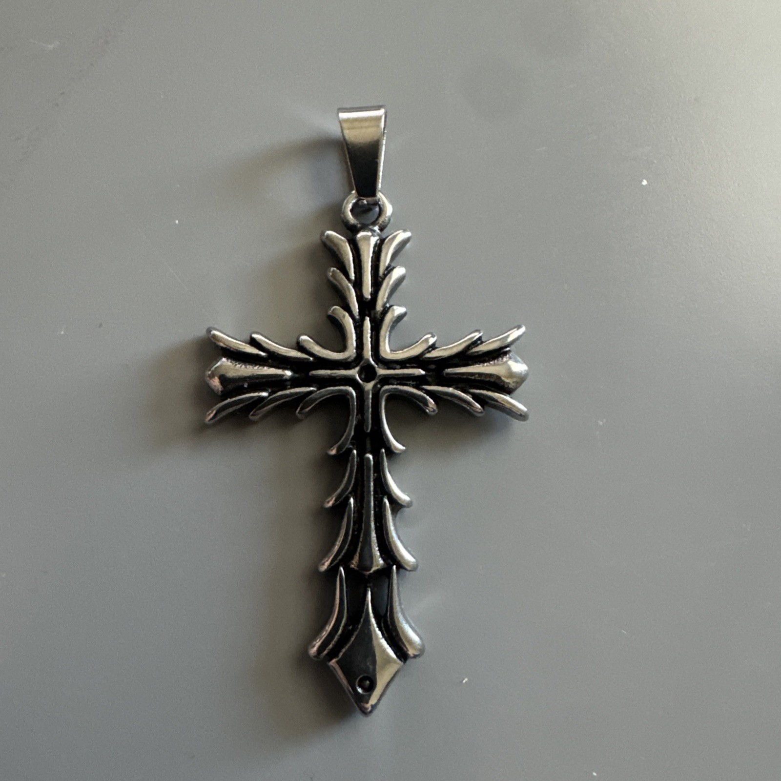 Stainless Steel Cross Pendant 24” Chain Viking Vintage Unisex Trendy Necklace