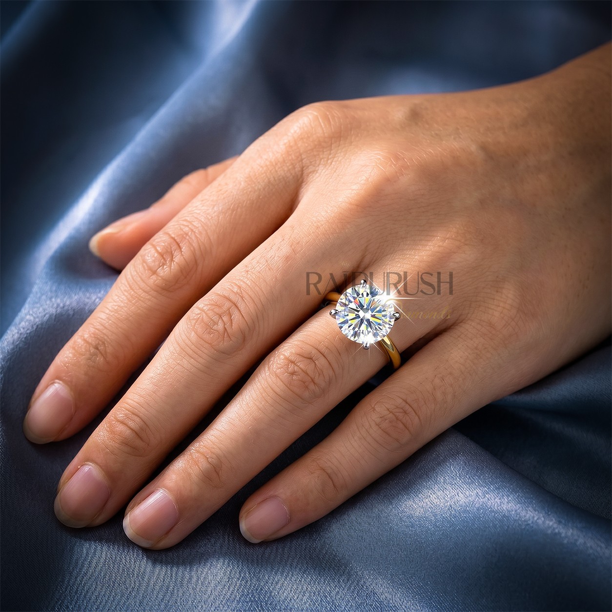5Ct Round Moissanite Engagement Ring Hidden Halo VVS1 14K Gold Plated Silver