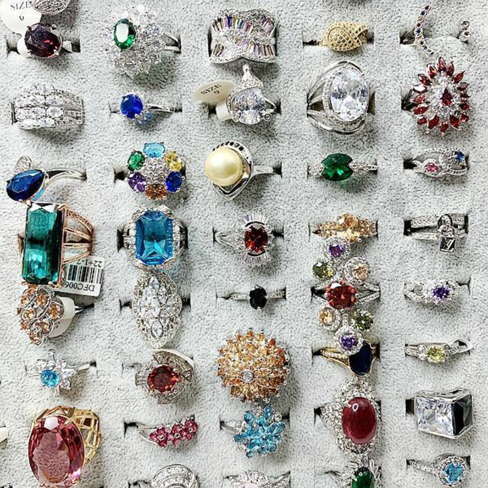 25/50/100/200Pcs Wholesale Mixed Rings Bulk Finger Gemstones Crystal Jewelry Lot