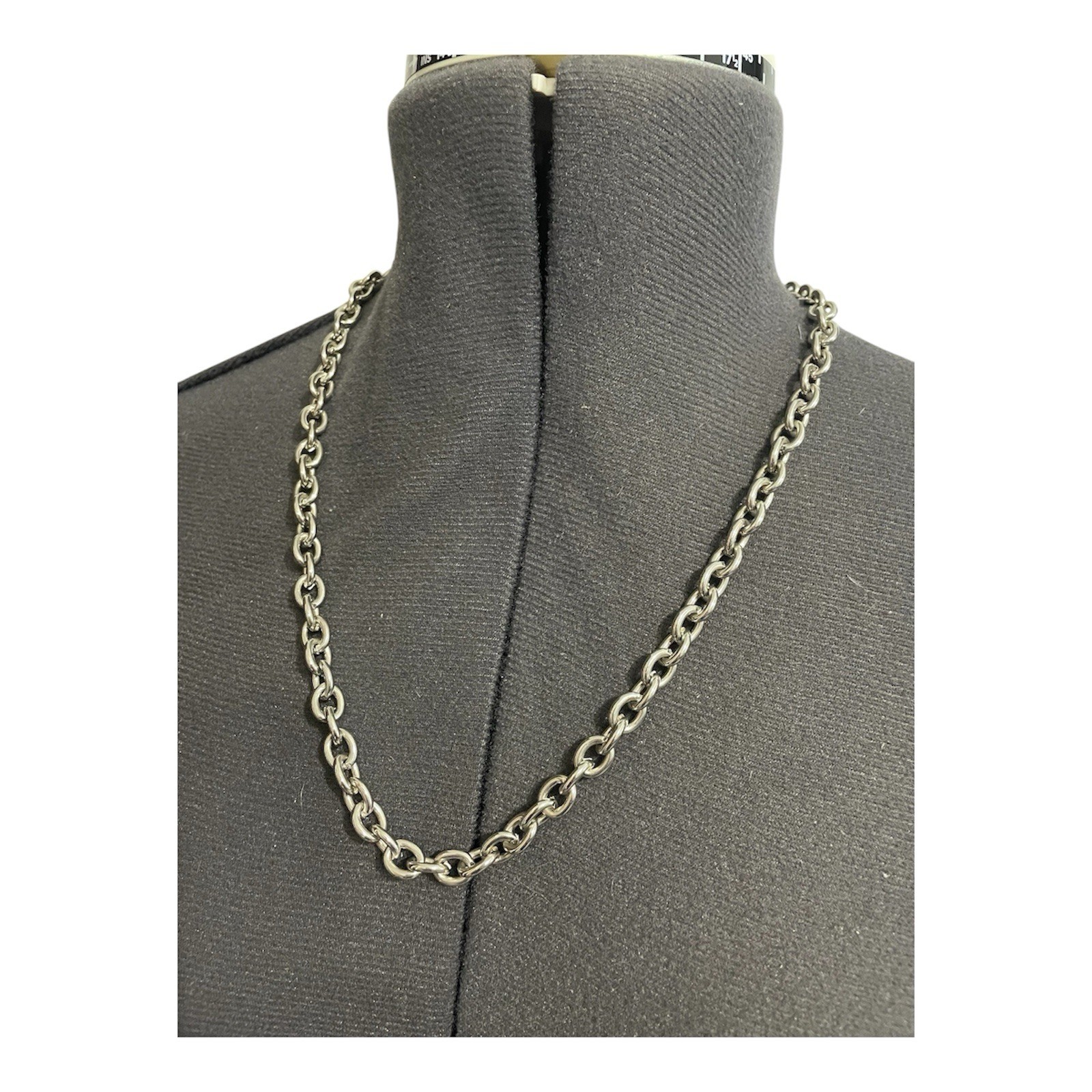 Rolo Cable Link Silver Tone 22 Inch Necklace Heavy Weight Stainless Steel
