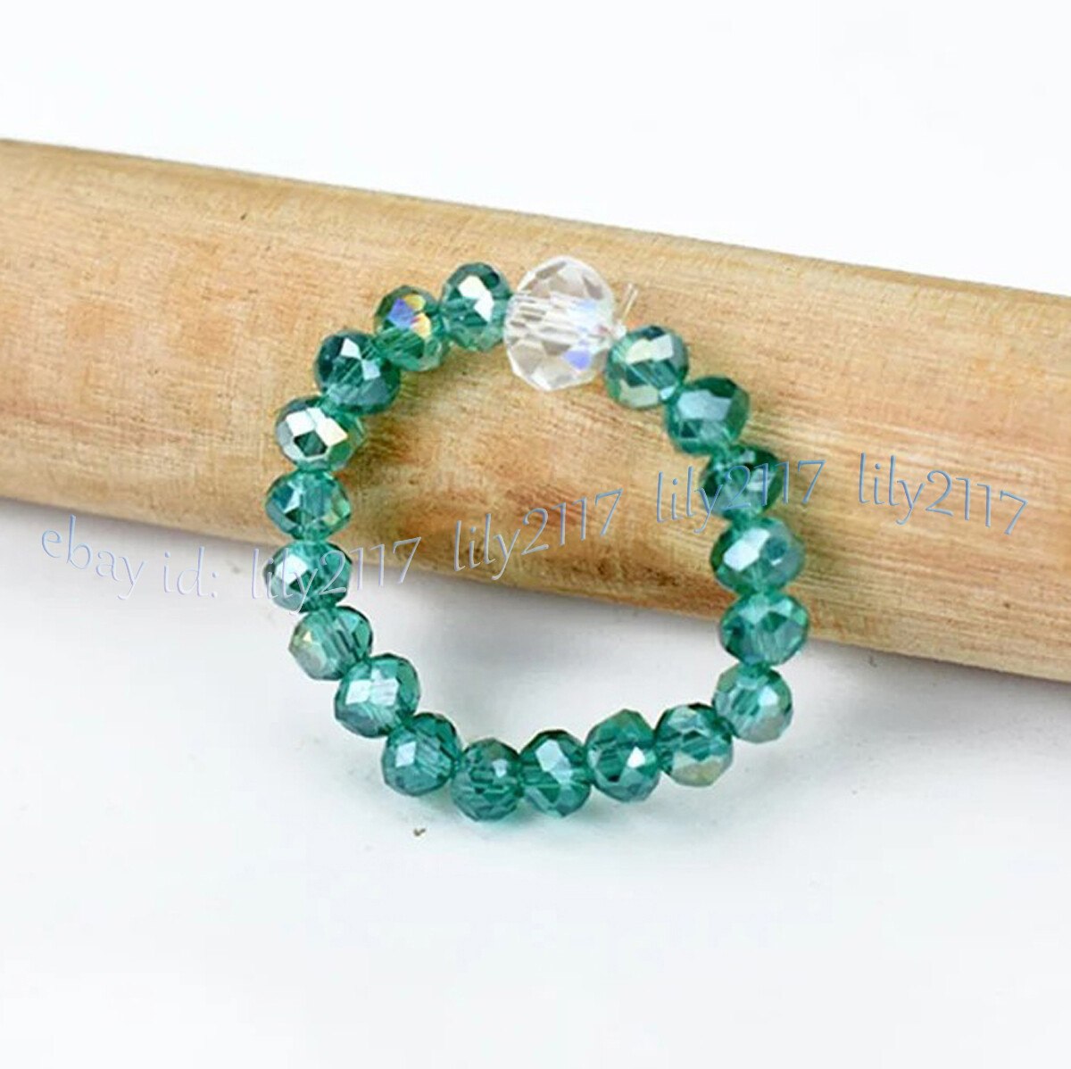 Faceted Multicolor Crystal Beads Adjustable Stretchy Finger Rings Couple Rings