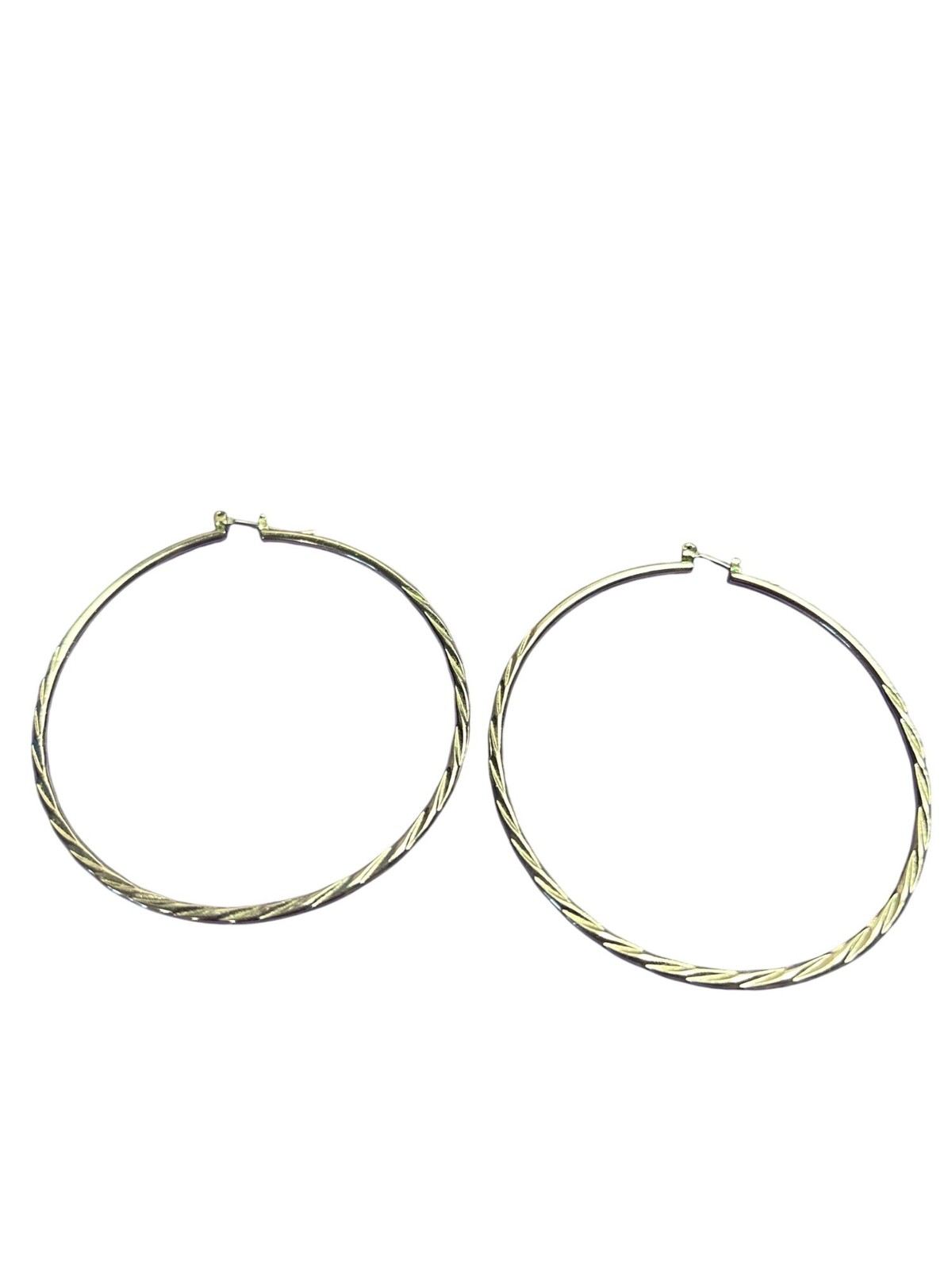 Silvertone Textured Hoop Earrings 2.25 inches
