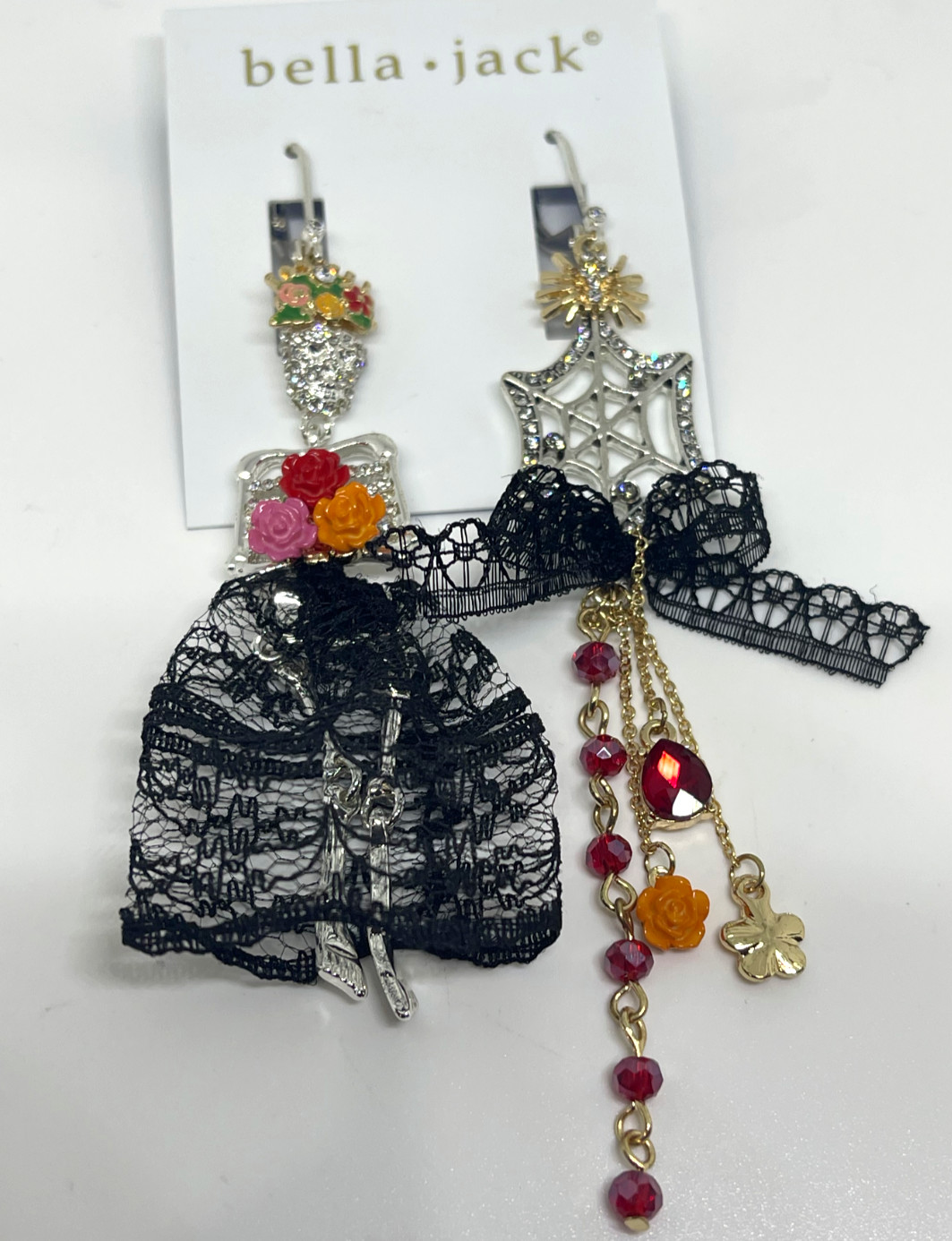 Bella Jack Mismatch Earrings Halloween Bride Spider web