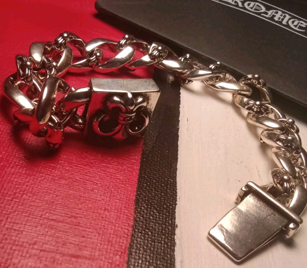 Chrome Gothic Bracelet biker Jewelery cuban link Men 23mm 2002 925 Punk Rock