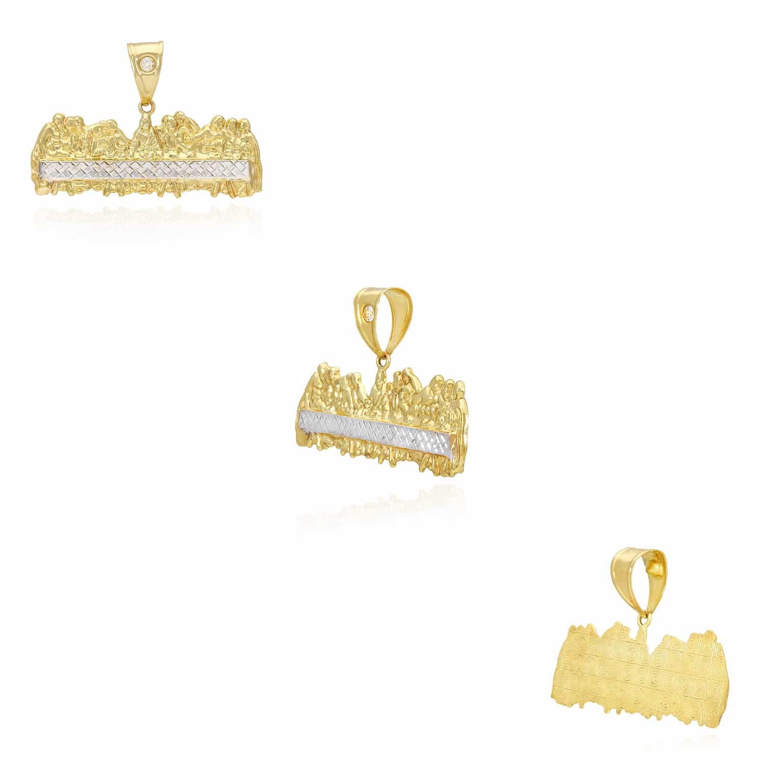 Last Supper 10K Yellow Gold Two-Tone Charm Pendant 0.8″, 1″, 1.2″, 1.4″