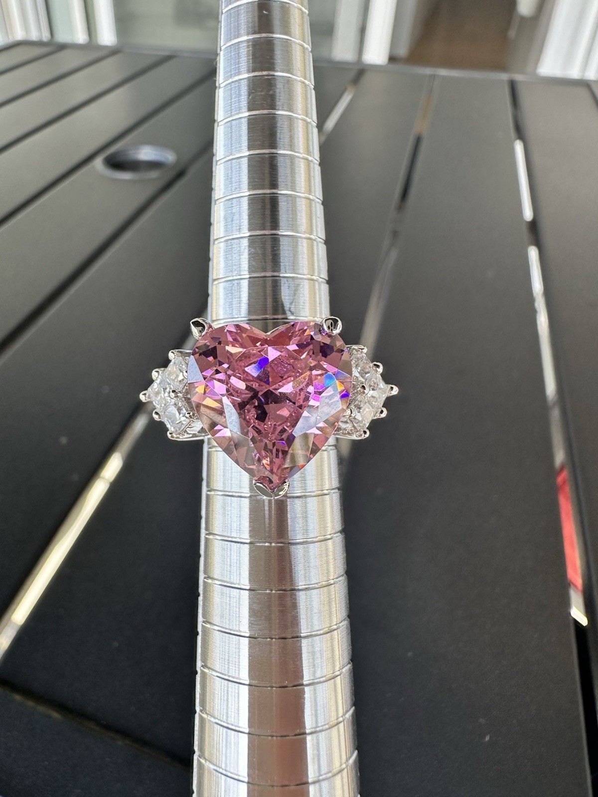 Park Lane Pink Heart Ring CZ Size 6 NEW Without Tags Very Sparkly Stunning