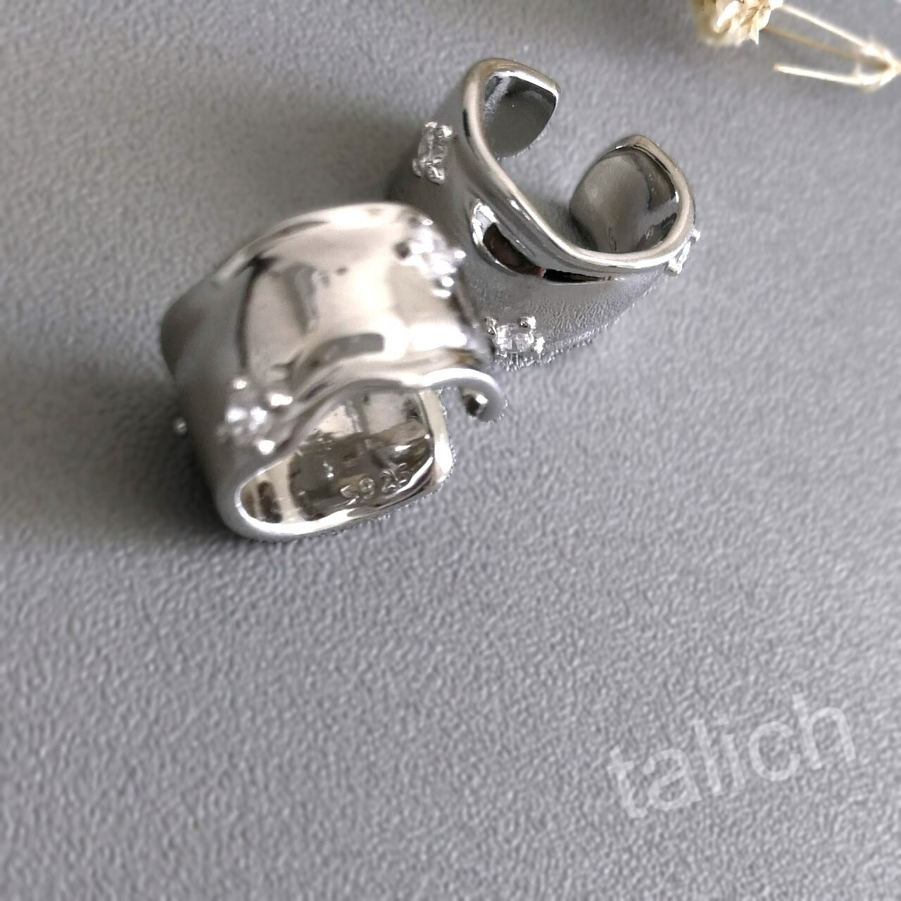PAIR Organic Sterling Silver Ear Cuff with Tiny CZ Non Piercing Unique Minimal