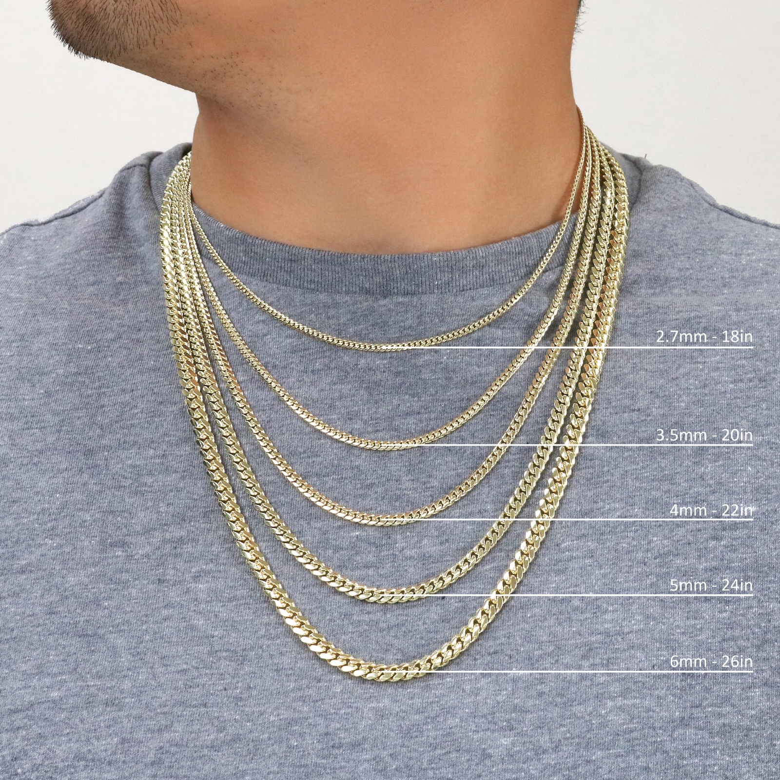 10K Yellow Gold Solid 2.7mm-10mm Miami Cuban Link Chain Necklace Bracelet 7″-30″