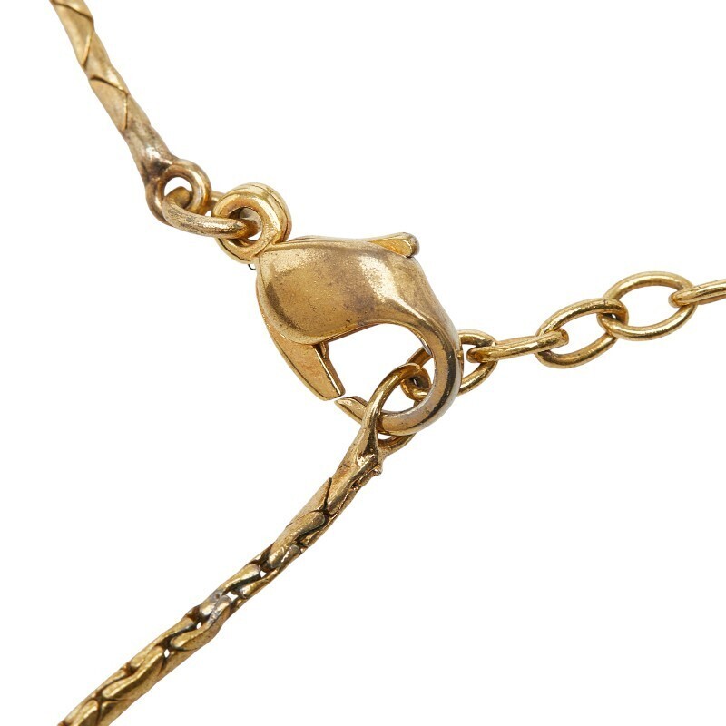 Christian Dior Gold Honeycomb Hexagon Pendant Necklace 17.7in Authentic