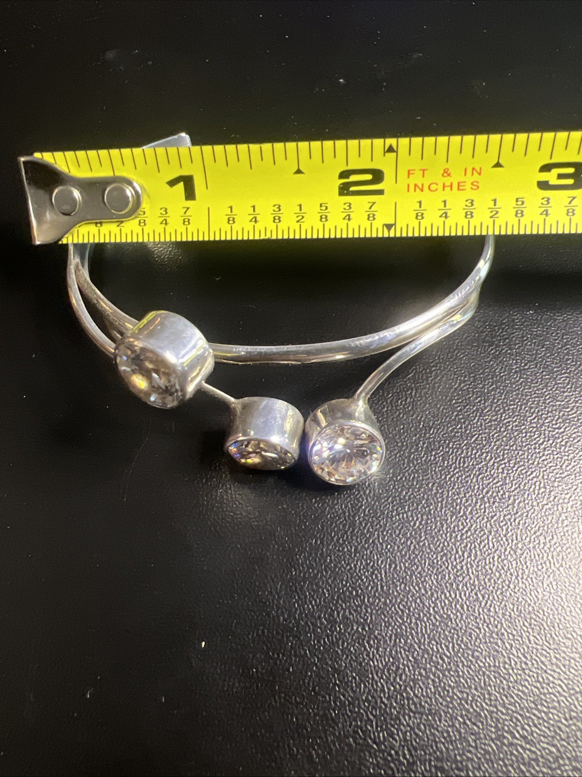 Silpada Sterling Silver Punctuation Cubic Zirconia Cuff Bracelet 925