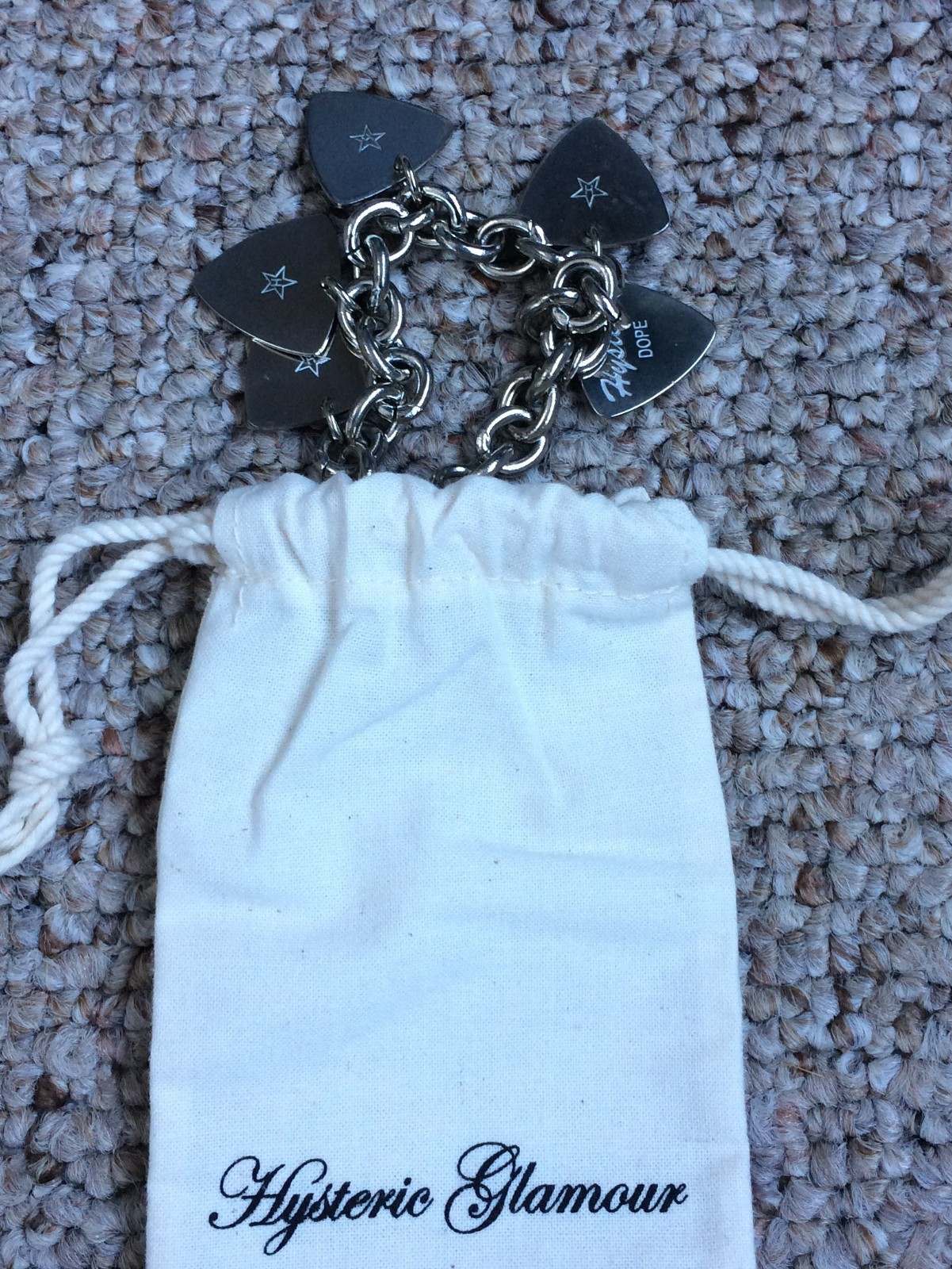Hysteric Glamour Guitar Pick Charm Bracelet + Bag