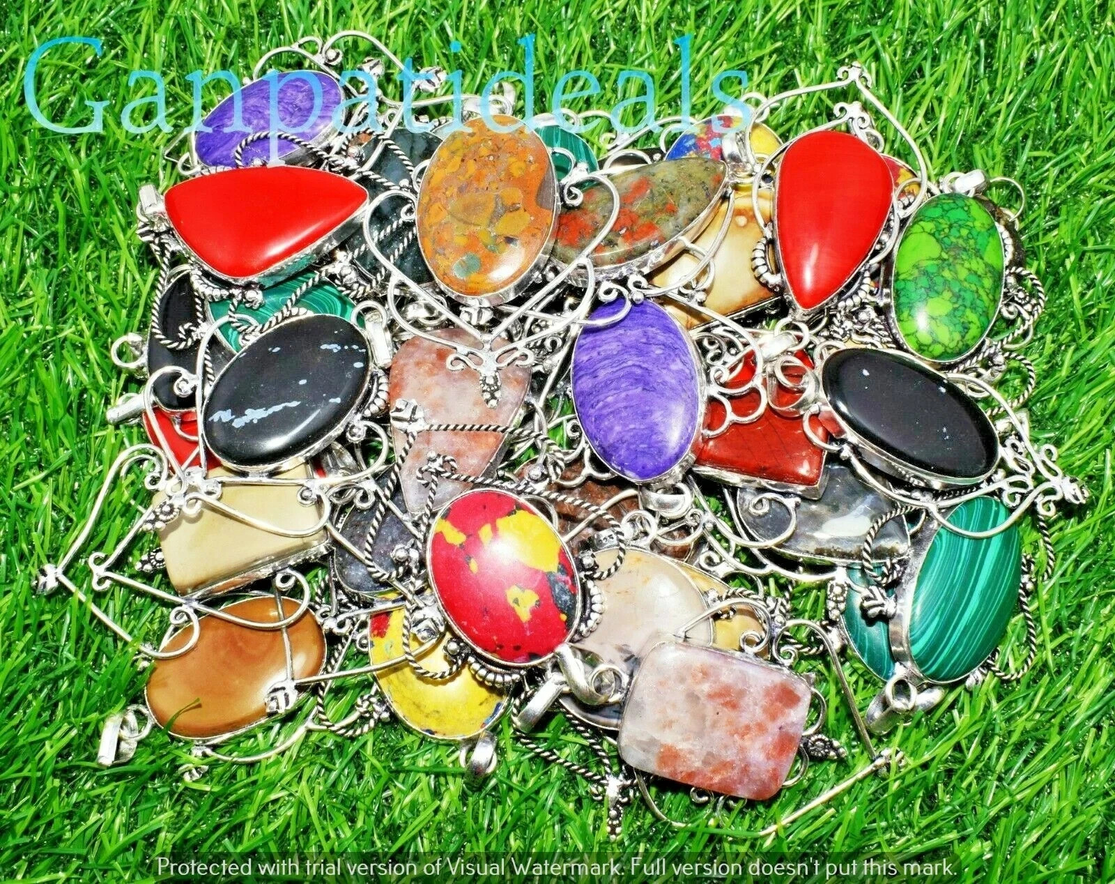 NEW SALE ! Agate & Mix Gemstone Pendants Wholesale 925 Silver Plated Jewelry