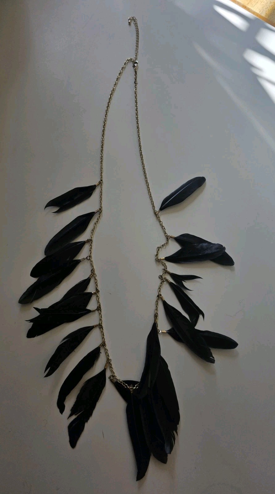 crow feathers necklace 32″ Free Shp