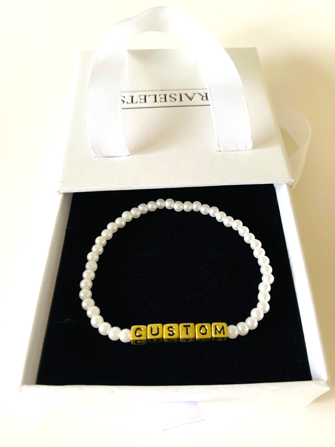 White Pearls Custom Name Team Bracelet Personalized Party Favor Gift Women Kids