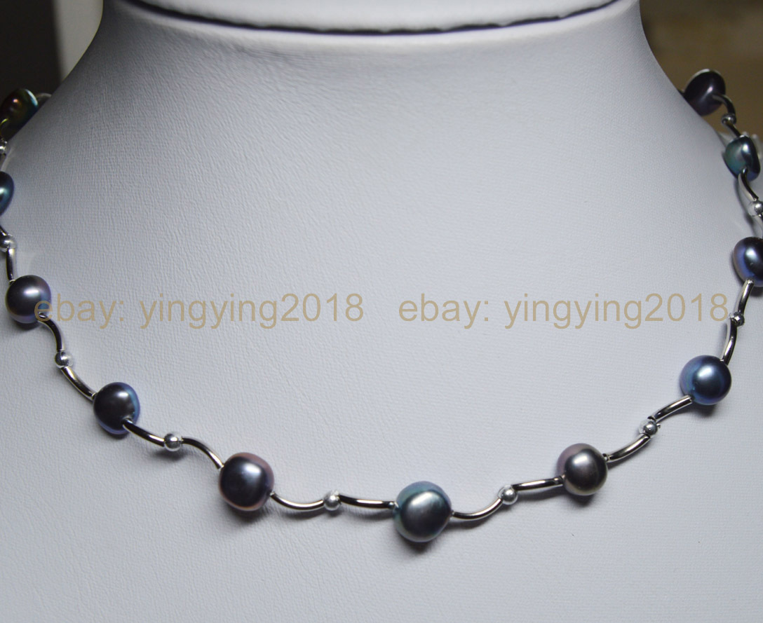 Real Natural 8-9mm Multicolor Baroque Freshwater Pearl Necklaces 16”