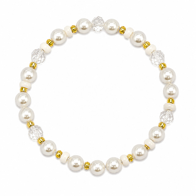 Handmade Pearl Glow Glass Pearl Stretch Bracelet – Elegant Beaded Bracelet