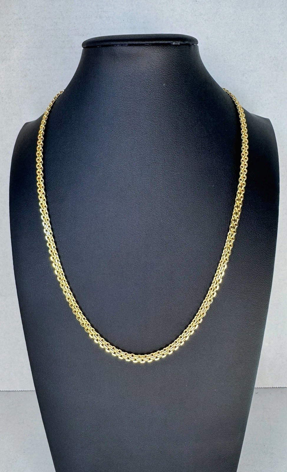 4mm Double Curb Chain 18 Inch Rich Gold Tone Elegant Unisex Necklace