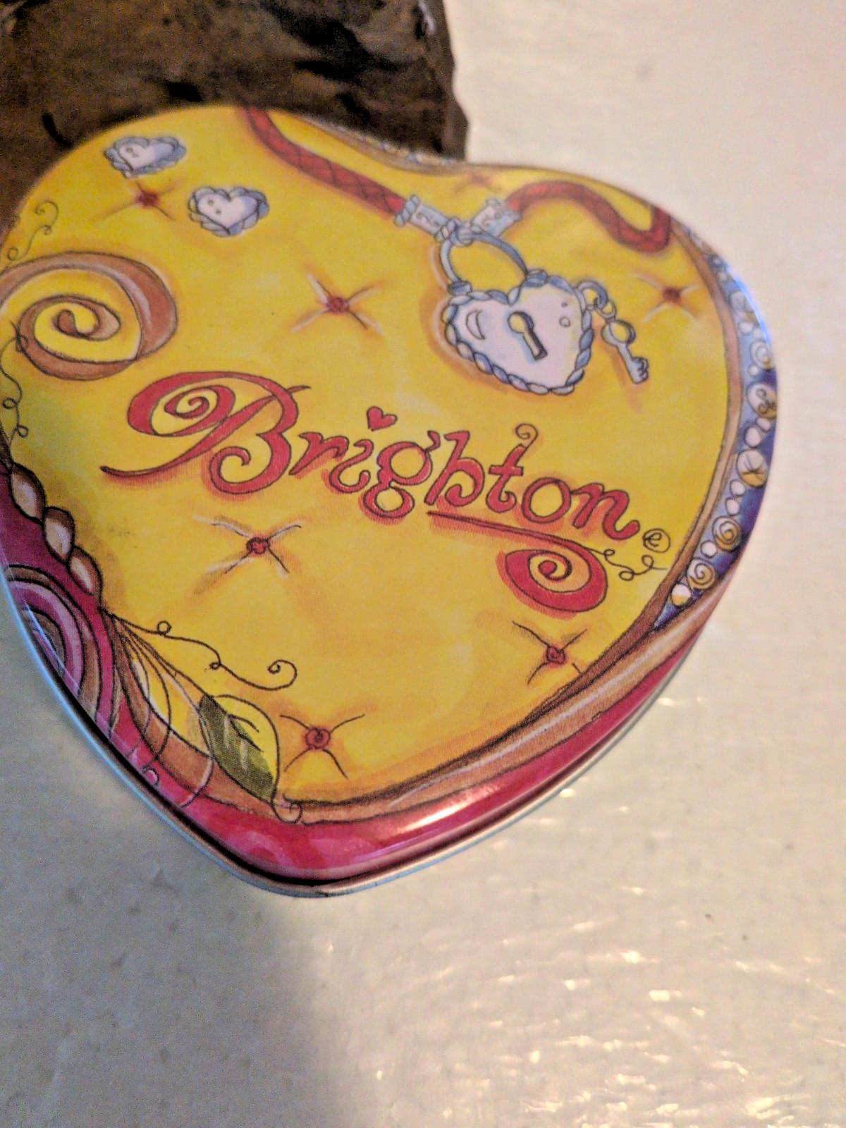 Brighton Retired Heart Scroll Silver Pendant Necklace Adjustable 16-18″ W/Tin