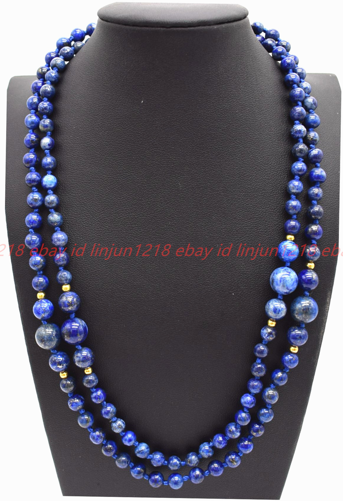 Handmade Natural 6mm Blue Lapis Lazuli Gemstone Round Beads Necklace 36in