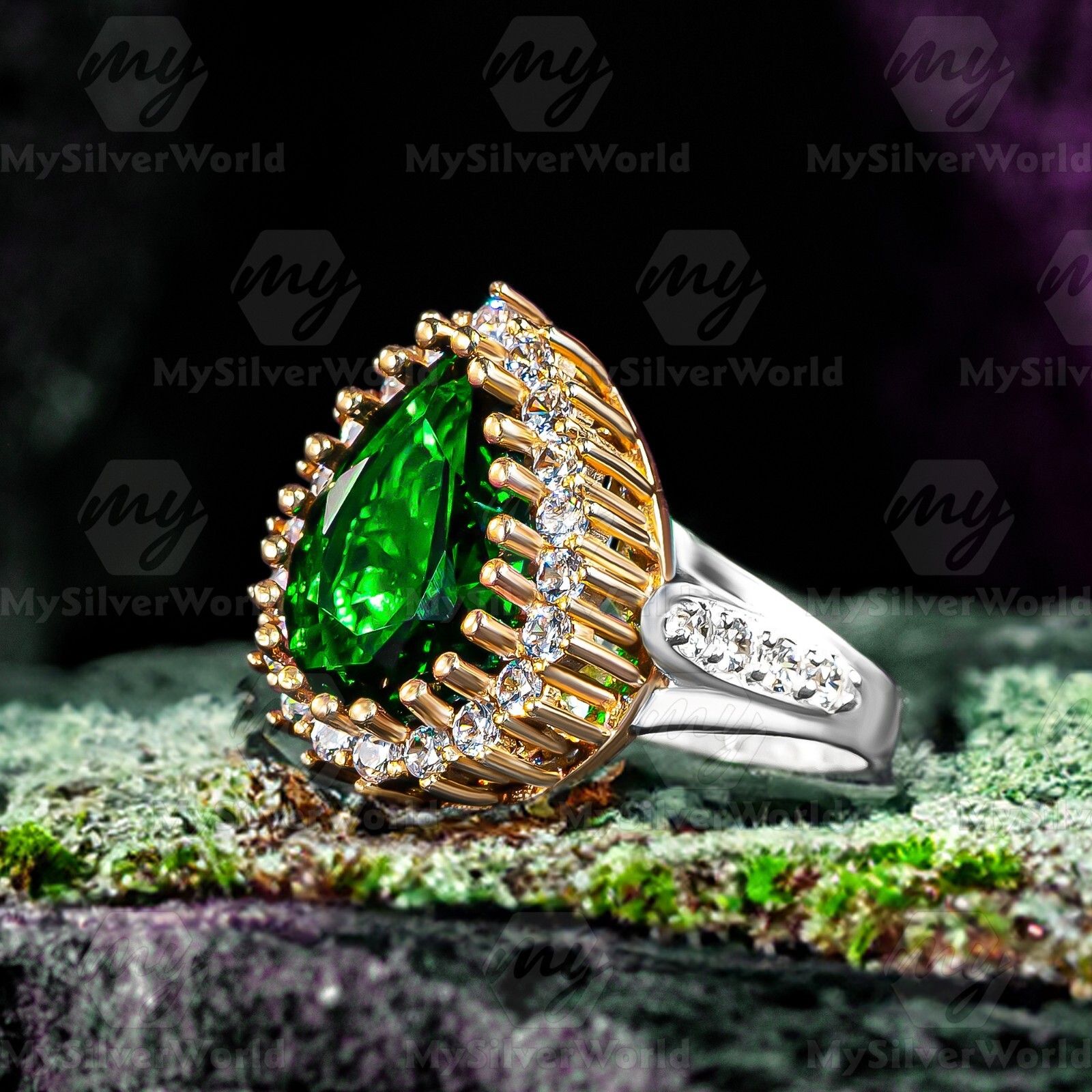 925 Sterling Silver Green Stone Turkish Hurrem Sultan Women’s Ring