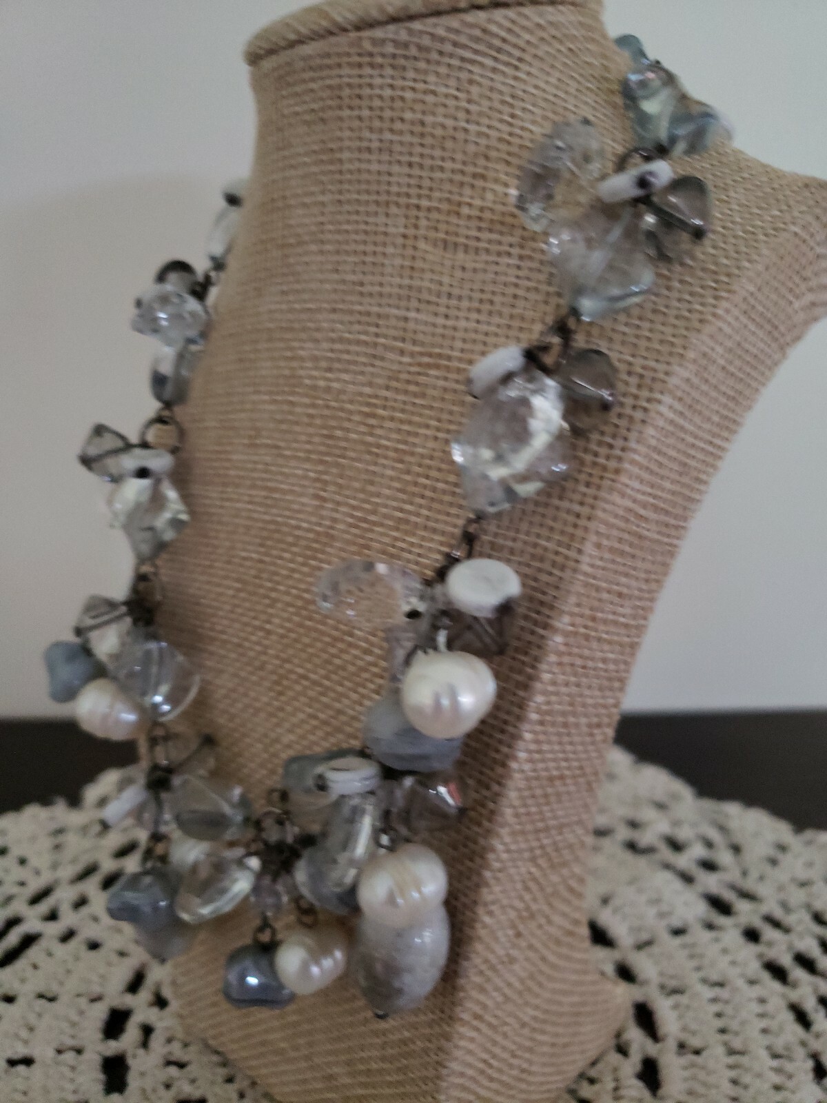 Semi-Precious Stone & Beaded Necklace ~ 17″ Long ~ Multi Colored ~ New ~ 8