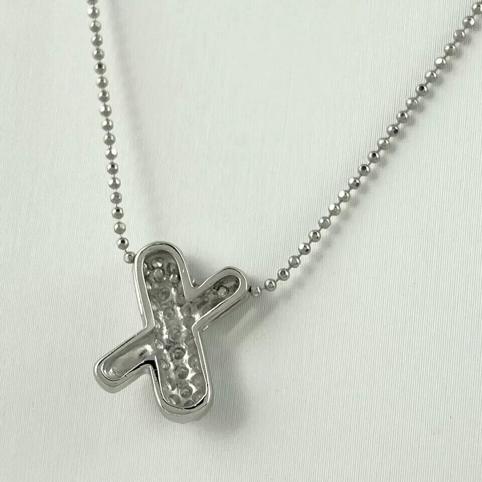 Without Chain Stunning “X” Pendant Round Simulated Diamond 14K White Gold Plated