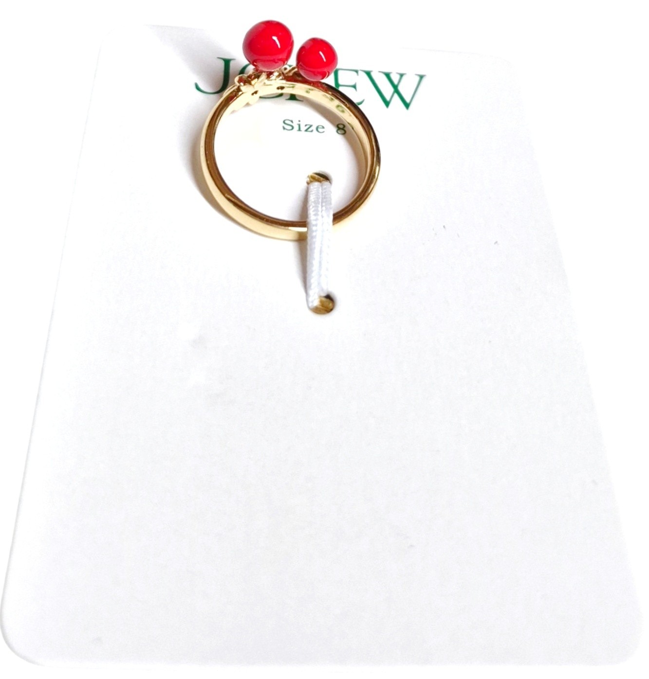 J.Crew Cherry Charm Ring Size 8 Crimson Cinders Red Brass Multi-Color CQ990 New