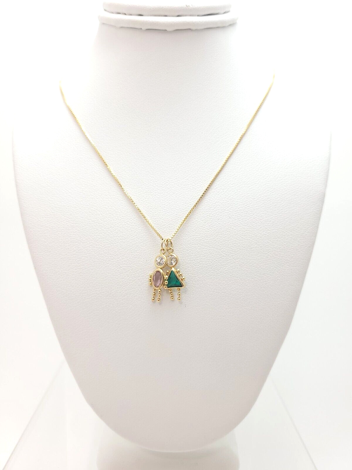 10K Yellow Gold CZ and Green Peridot Simulated Birthstone Child Charm BG126
