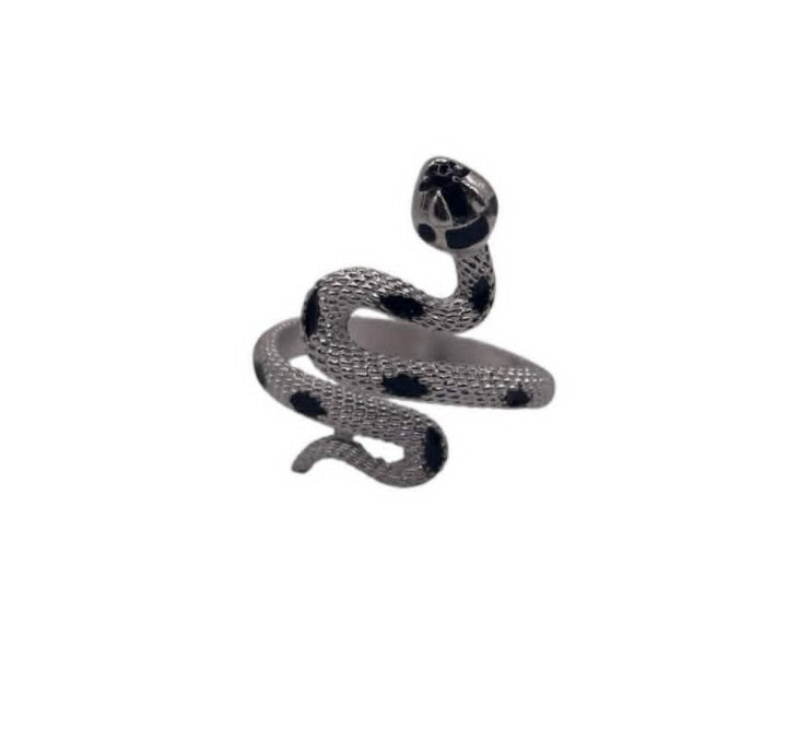 Snake Ring Adjustable Alloy Steel NEW One Size fits All Black & Silver in Color