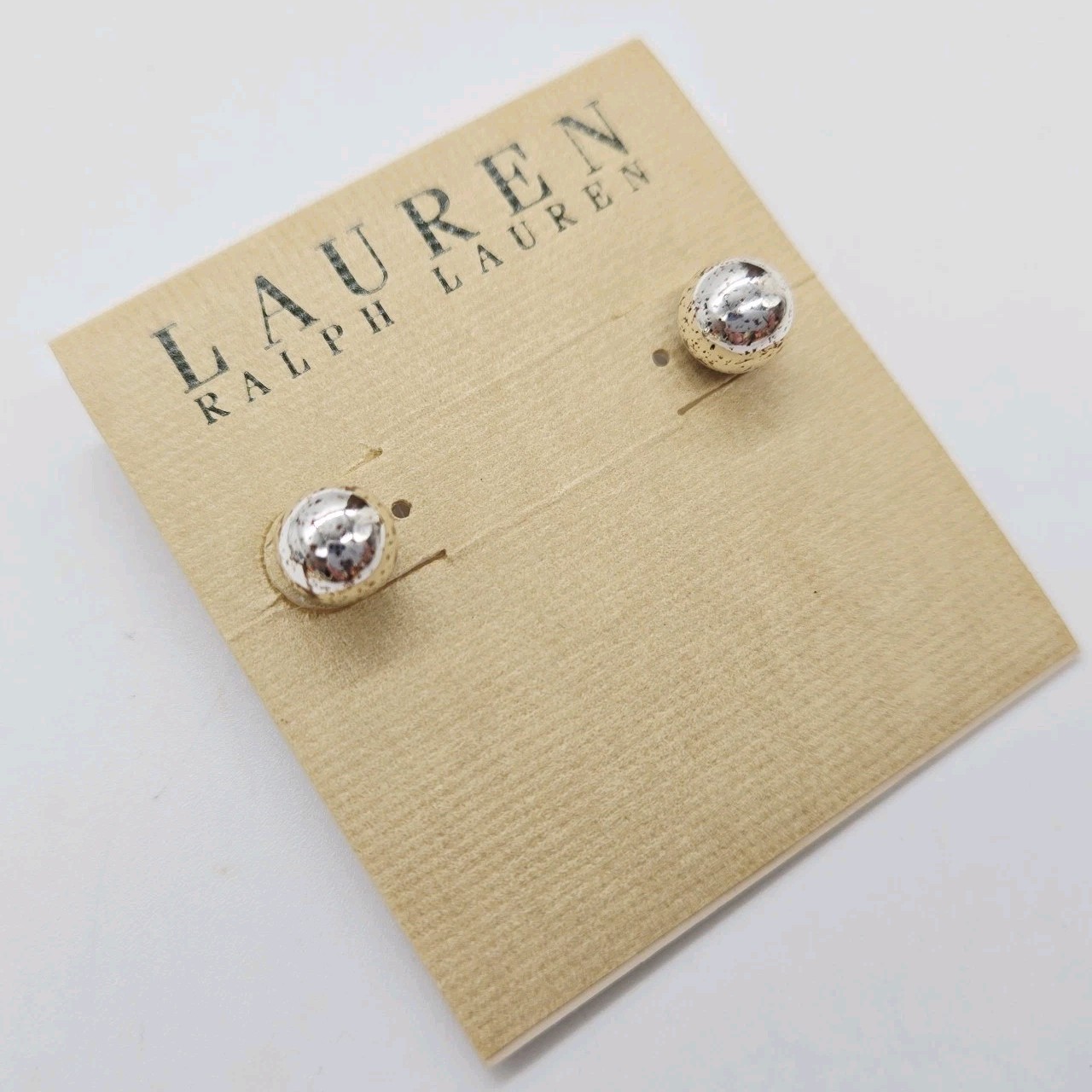 Lauren Ralph Lauren Ball Pierced Earrings Silver Tone Vintage .25 in
