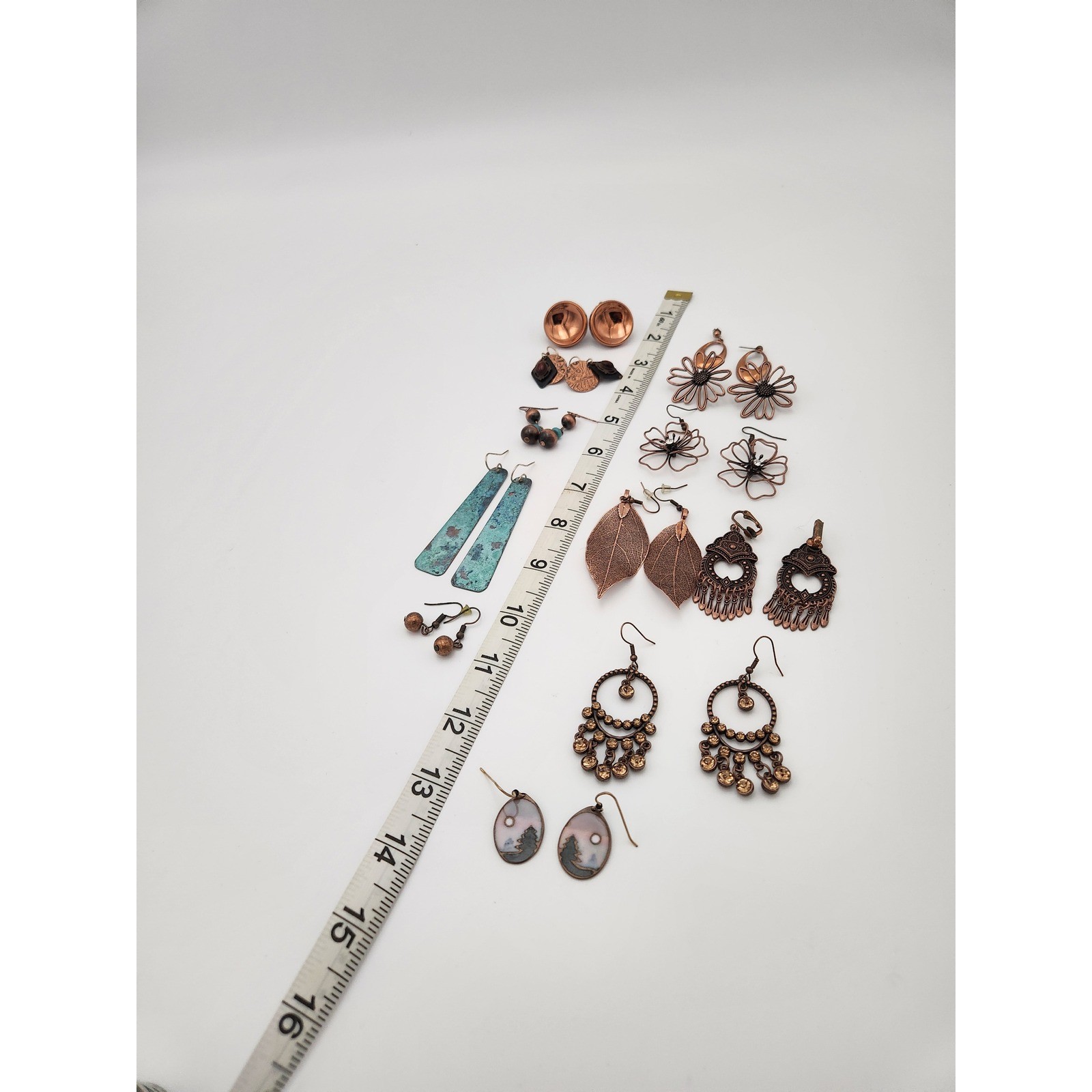 Unbranded Earring Lot Women OS Copper Mixed Boho Nature Enamel Leaf Chandelier